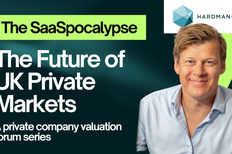 Doug Lawson presenting market data at the Hardman & Co. Private Company Valuation Forum, 2026 — a four-part series on private company valuations and the SaaSpocalypse.